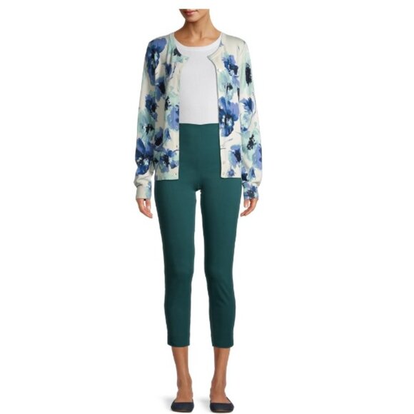 Time and Tru Skinny Fit Slim-Leg Flat Front Pant, Astro Teal - Picture 3 of 6